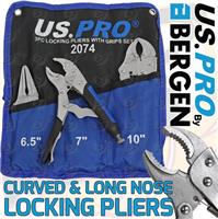 US PRO Locking Pliers 3pc Mole Grips Adjustable Wrench Vice Grips Long No 2074