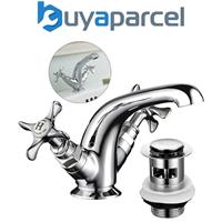 Mira Virtue Victorian Traditional Monobloc Basin Tap Chrome Crosshead + Waste