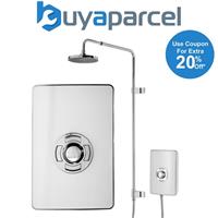 Triton UniQ Aspirante Gloss White Electric Shower 9.5kW Rainshower Head