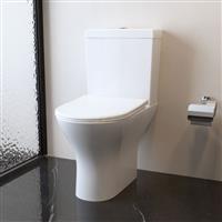 AICA Bathroom Close Coupled Toilet Round Ceramic Pan Soft Close Seat White WC