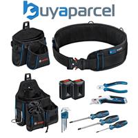 Bosch Professional Tool Belt 4 Tool Pouch + 2 x ProClick Holders + Hand Tools