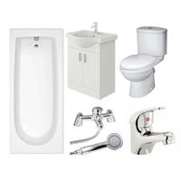 Bathroom Suite Bath Vanity Unit Sink WC Set Rosina Single Ended 1600 Furniture