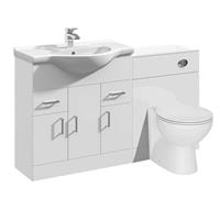 Bathroom Cabinet Vanity Unit Sink Basin Storage Toilet Set White 1250 Furniture