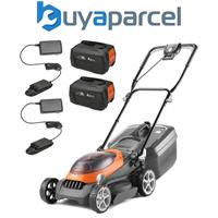 Flymo 36V UltraStore 340R Cordless Lawnmower Mower 34cm Twin 18v Bosch 2 x Batts