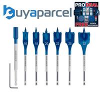 Bosch EXPERT 7 Pc Self Cut Speed Flat Wood Drill Bit Hex Shank 16 - 32mm + Ext
