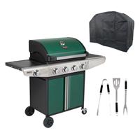 Boss Grill Kentucky Premium - 4 Burner Gas BBQ Grill with Side Burn IQBBQ4BGREEN