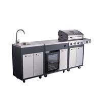 Boss Grill Outdoor Kitchen - 4 Burner Gas BBQ Grill with Beverage Co IQBBQKITFIR