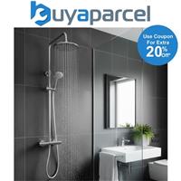 Round Brushed Nickel Thermostatic Dual Control Twin Head Shower Mixer Ultra Thin