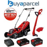 Einhell Cordless 18v Lawnmower 33cm Cut Brushless + Grass Trimmer 2x Batteries
