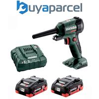 Metabo 18v Blower Inflator Deflator Cordless Air Dust + x2 4ah Battery 600798850