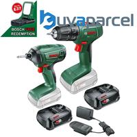 Bosch 18v Cordless Twin Pack - Drill + Impact Driver Power4ALL - 2 x Batteries