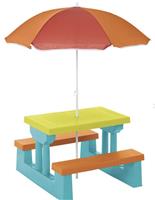 George Home Kids Garden Table & Bench Set with Parasol Weatherproof Plastic