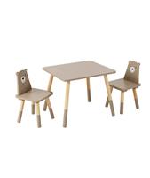 George Home Wooden Table and Chairs Set with Bear Print Nursery Furniture