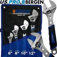 BERGEN Adjustable Spanner Set 4pc Adjustables Monkey Wrenches 6 8 10 12 SET