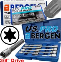 US PRO Extra Long Star Torx Bit Socket Set 3/8"Dr 8pc T25 T27 T30 T40 T50 T55T60