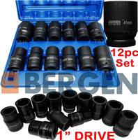 BERGEN 1Inch DRIVE DEEP IMPACT Socket Set 24-41mm HGV Long Reach Impact Sockets