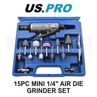 US PRO 15pc MINI 1/4" AIR DIE GRINDER SET 8419
