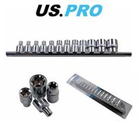 US PRO 12Pc 3/8" Dr E Torx Sockets On Rail E4 to E20 Female Torx Star 1377