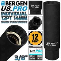 BERGEN US PRO Thin Wall Magnetic Spark Plug Socket 14mm 3/8 Drive 14mm 12 Point
