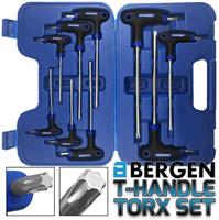 BERGEN 9pc T Handle Torx Set Star Key T10 - T50mm Torx Star Keys