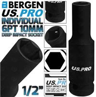 BERGEN US PRO 10mm Deep Impact Socket 1/2" Drive 10mm 6 Point Single Hex Impact