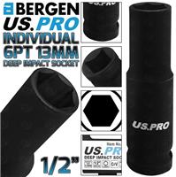BERGEN US PRO 13mm Deep Impact Socket 1/2" Drive 13mm 6 Point Single Hex Impact