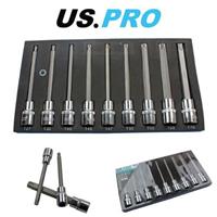 US PRO Tools 1/2" Dr 9 Piece 140mm Long Torx Star Bit Sockets Set T27 - T70 3304