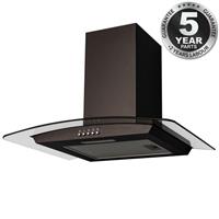 SIA CGH70BL 70cm Curved Glass Black LED Chimney Cooker Hood Extractor Fan