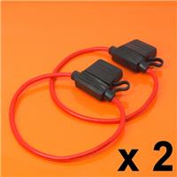 2 x Inline Fuse Holder 12V 30A DC For Standard Blade Fuses Splash Proof Car Bike