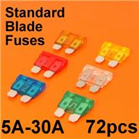 Quality 72pc Standard Blade Fuses For Car Van Bike Fuse 5A 10A 15A 20A 25A 30A