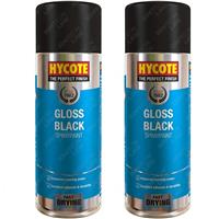 2 x Hycote Aerosol Gloss Black Lacquer Spray Paint Auto Car Multi-Purpose 400ml
