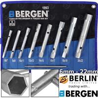BERGEN 8 Piece Tubular Box Spanner Metric Wrench Set 6mm - 22mm
