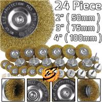 Assorted Wire Brush Set Drill Cup Wire Wheel Brush Assortment Rotary Brush 24pcs