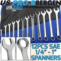 US PRO SAE / AF Imperial Combination Spanner Combi Wrench Set 1/4  1 12pcs