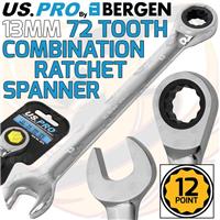 US PRO 13mm Ratchet Spanner 72 Tooth Ratchet Combi Spanner Open & Ring End Wrenc