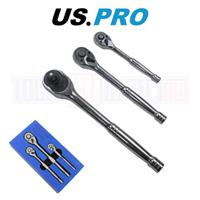 US PRO Tools 3 Piece Hand ratchet Set 1/4" 3/8" 1/2" In a Foam Tray 4192