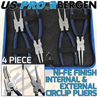 US PRO 4 PC 9" Circlip Pliers NI-FE Internal External Bent Nose Straight Tip