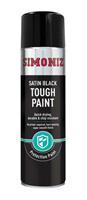 Simoniz Satin Black Tough Engine Enamel Paint Spray Aerosol 500ml Smooth Finish