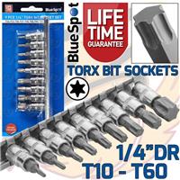 TORX BIT Socket Set 1/4 Torx Star Keys TRX TX T Torks Sockets T10 - T60 Bit Set