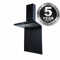 SIA CHL60BL 60cm Black Chimney Cooker Hood And 60cm Toughened Glass Splashback