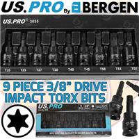 US PRO IMPACT TORX BIT Sockets Set 3/8 Drive Impact TRX Star Sockets T20 To T60