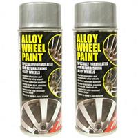 2 x E-TECH Car Alloy Wheel Spray Paint Metallic Silver Can Chip Resistant 400ml