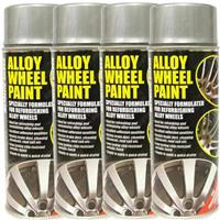 4 x E-TECH Car Alloy Wheel Spray Paint Metallic Silver Can Chip Resistant 400ml