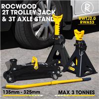 Trolley Jack 2 Ton Tonne Hydraulic & Axle Stand Set 3 Ton Car Garage