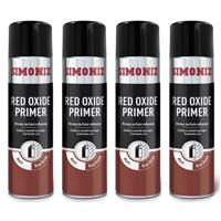 4 x Simoniz Red Oxide Primer Car Spray Paint Acrylic Aerosol Plastic Wood 500ml