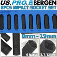 US PRO DEEP IMPACT SOCKET Set 3/8"Dr 8pc 8mm - 19mm 6pt Hex Long Reach Sockets