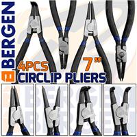BERGEN 4 PC 7" Circlip Pliers Internal External Bent Nose Straight Tip Snap Ring