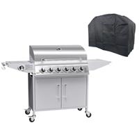 6+1 Burner BBQ Gas Grill Silver Barbecue + Side Burner Outdoor New