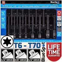 BLUESPOT Extra Long Impact Torx Bit Socket Set 1/4 3/8 1/2 Drive Long Reach