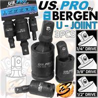 US PRO Impact Wobble UJ Universal Joint 1/4" 3/8" 1/2" Drive Swivel Adapter 3pcs